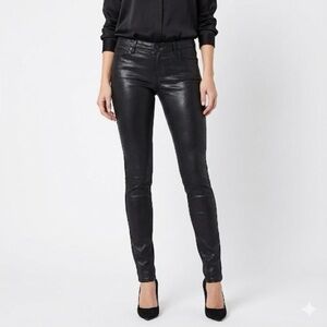 AG coated skinny jeans elevated basics leatherette denim finish size 25 black